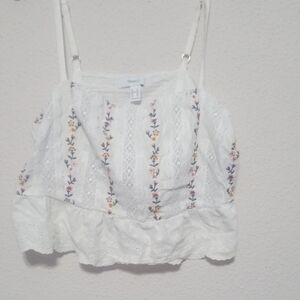 Forever 21 White Floral Lace Crop Top